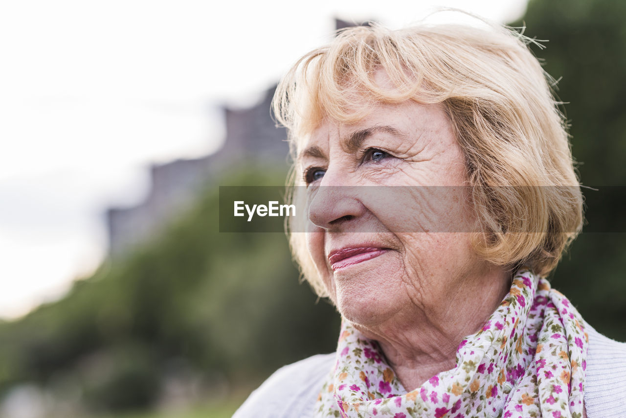 Portrait of blond senior woman