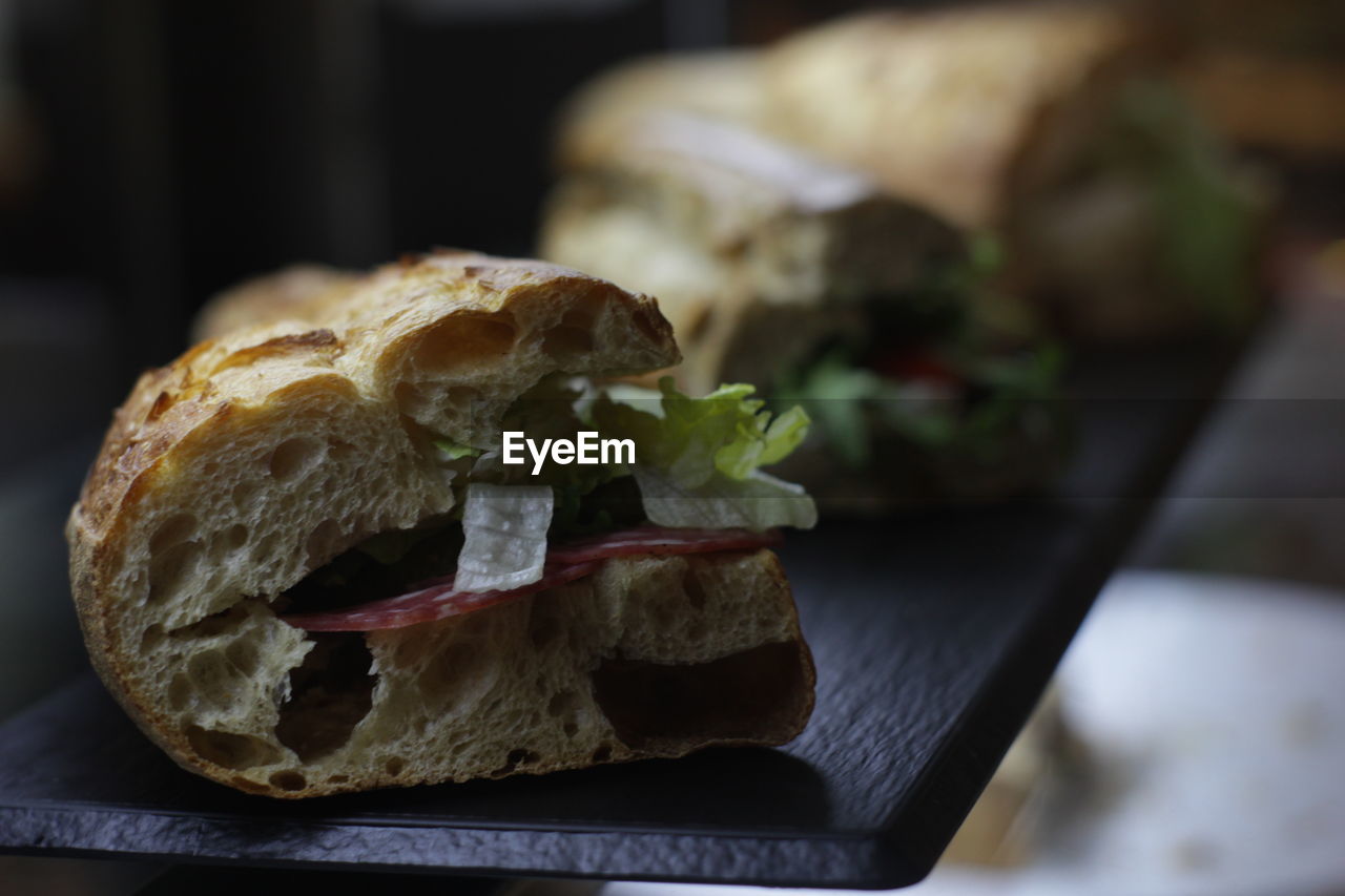 Close-up of sandwich on table