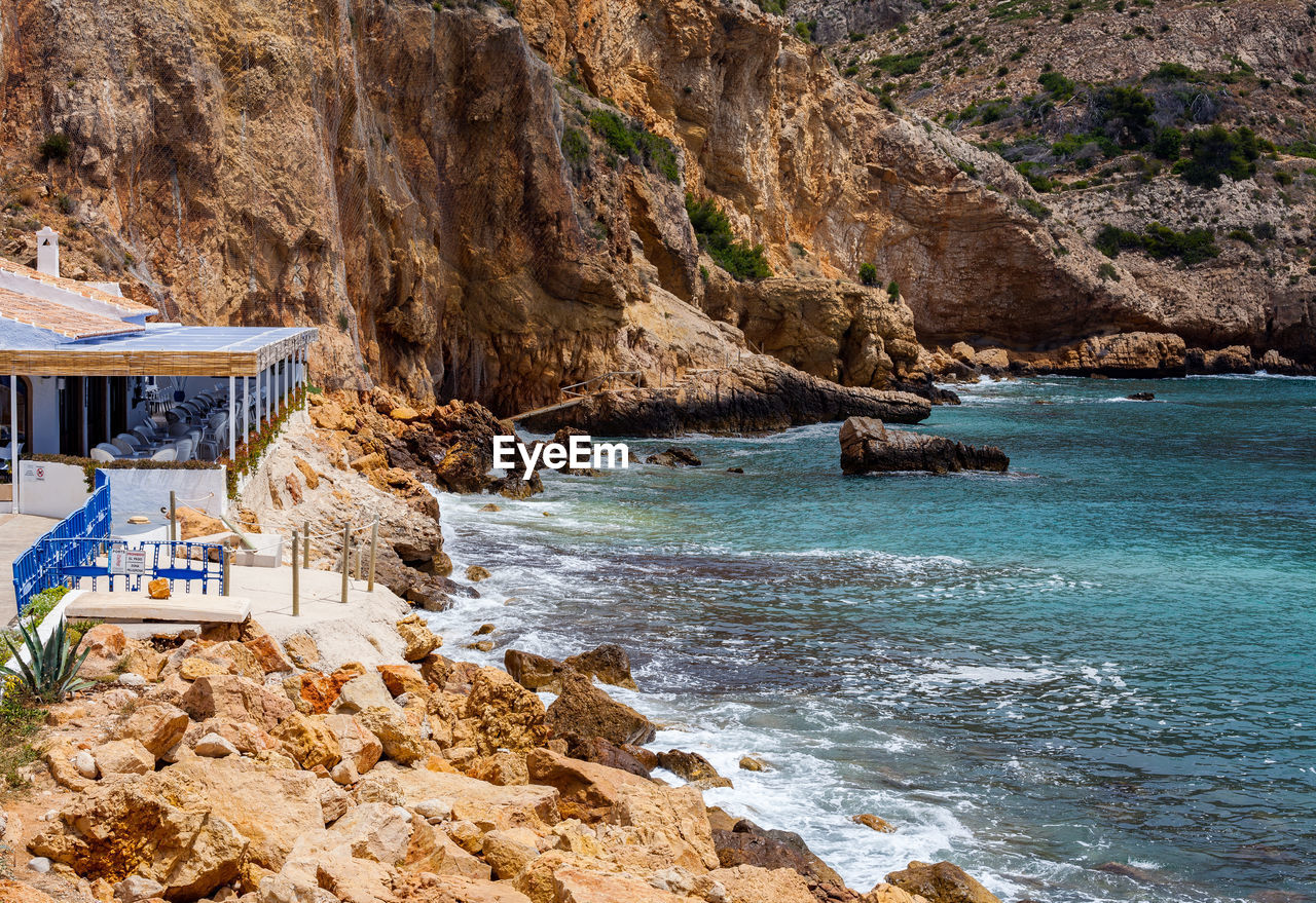 Scenic view of sea and rock formation