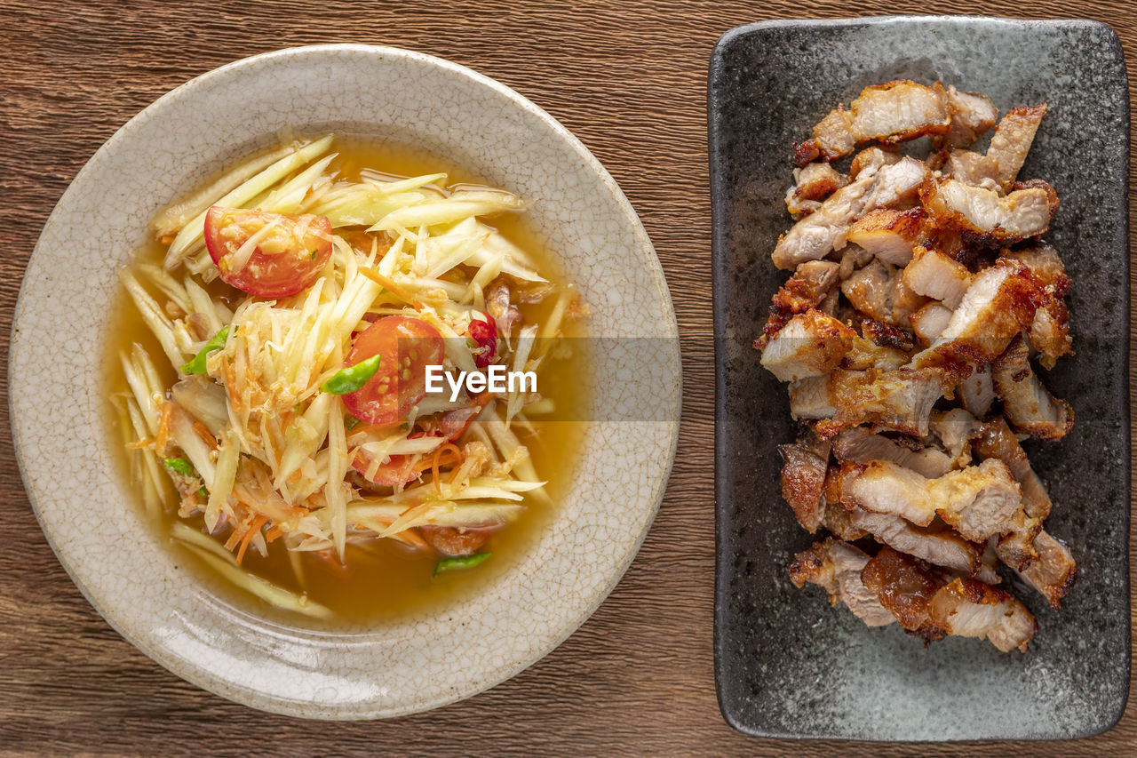 HIGH ANGLE VIEW OF FOOD IN BOWL