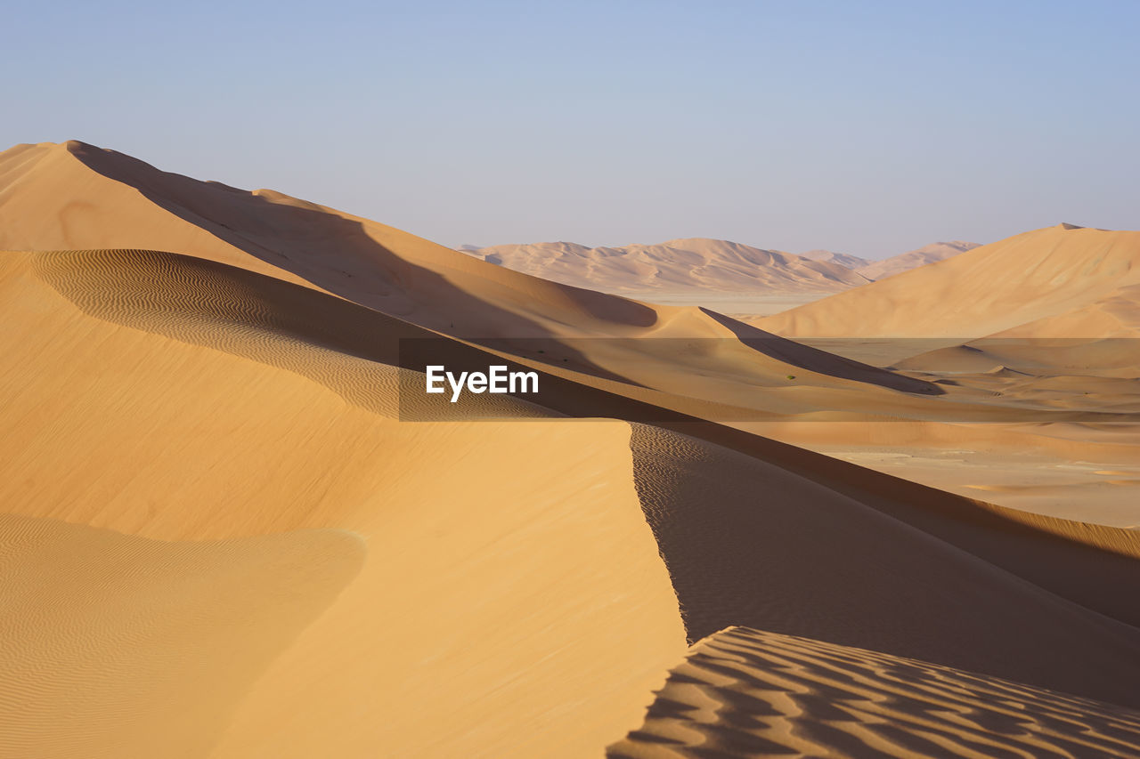 Scenic view of desert against clear sky