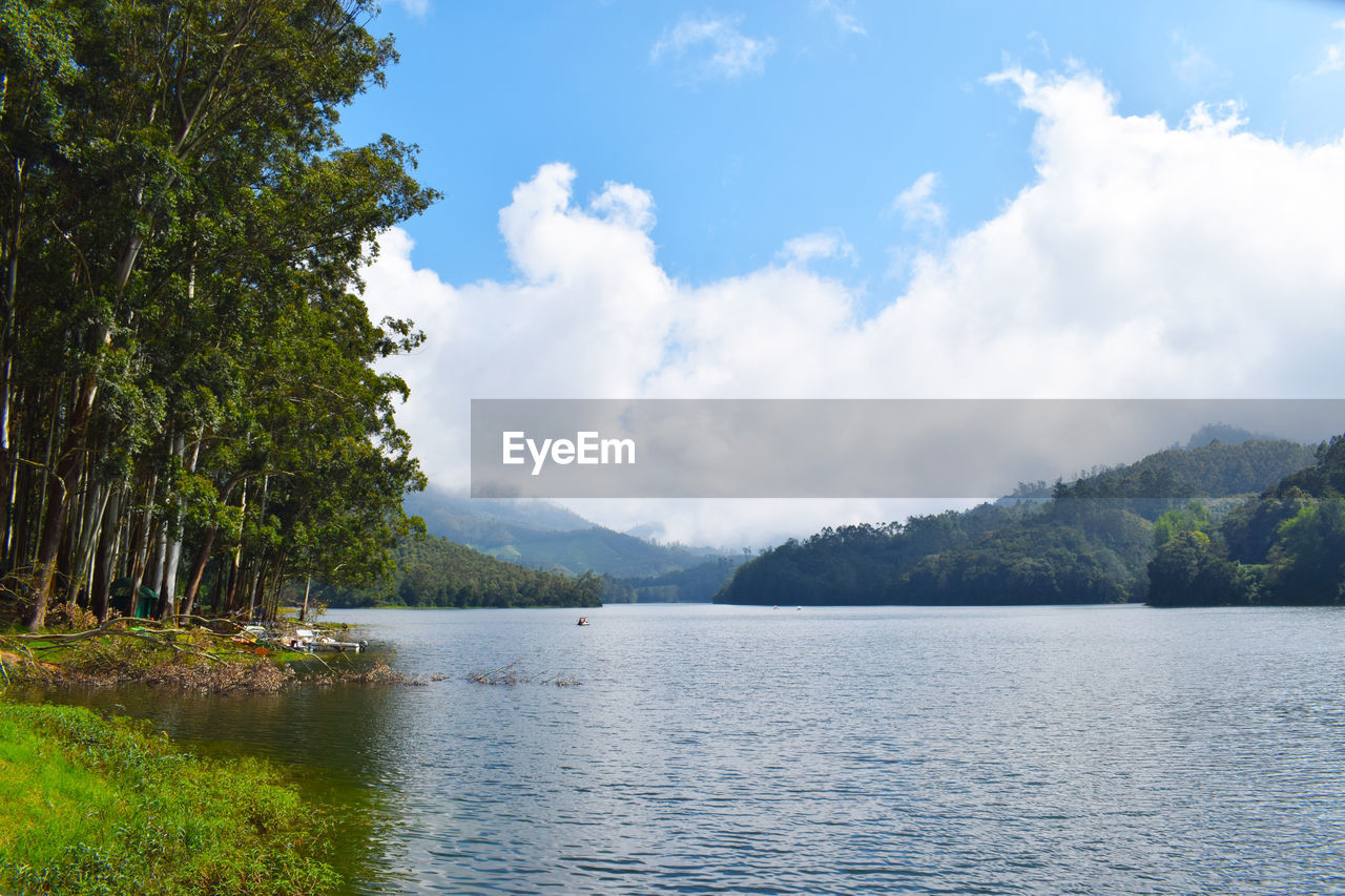 SCENIC VIEW OF LAKE BY MOUNTAINS AGAINST SKY