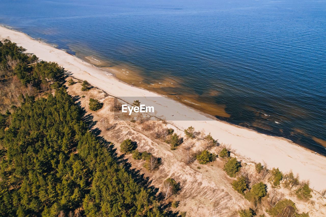 high angle view of beach against mountain