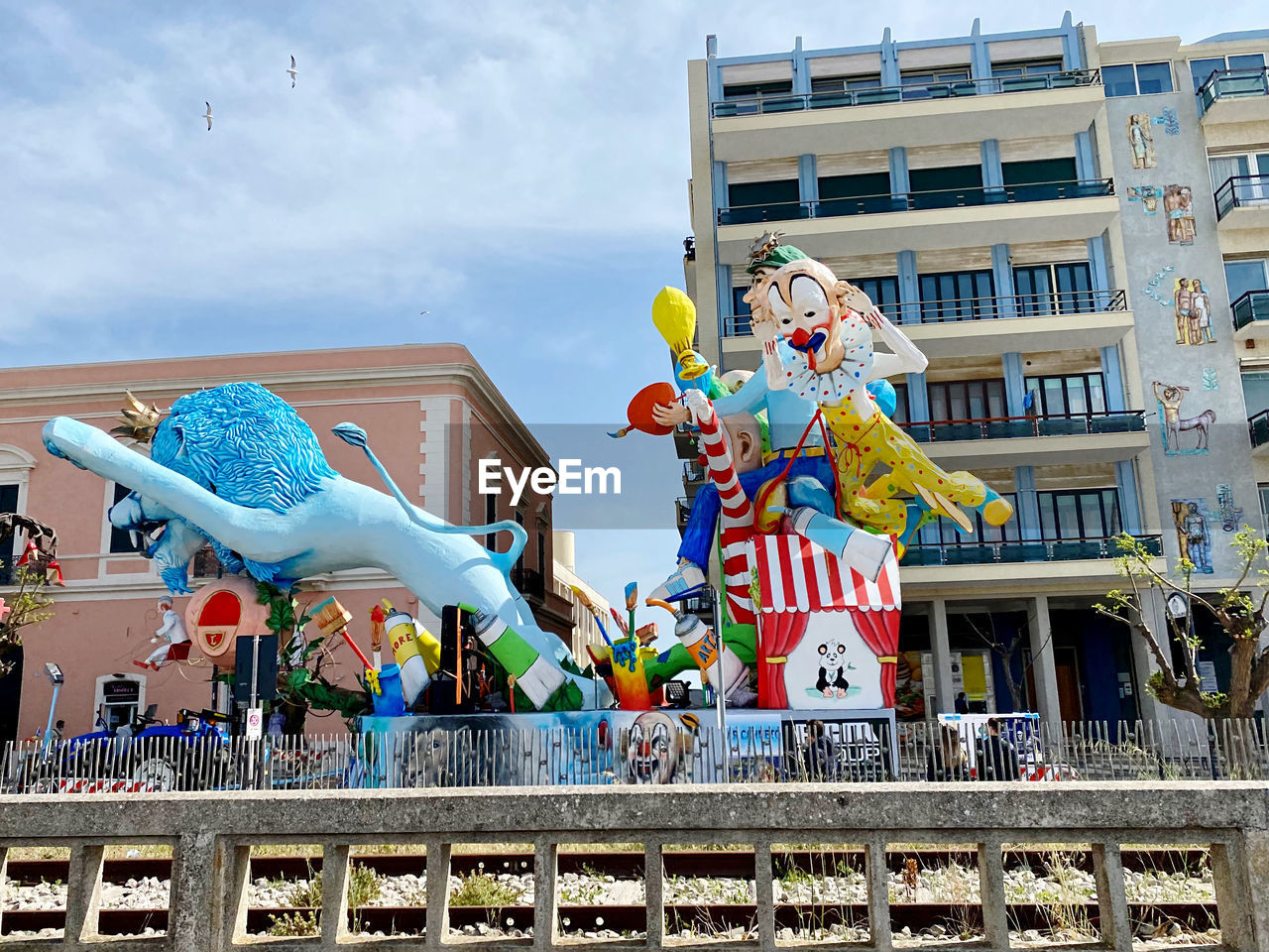 Low angle view of carnival statue in the street 