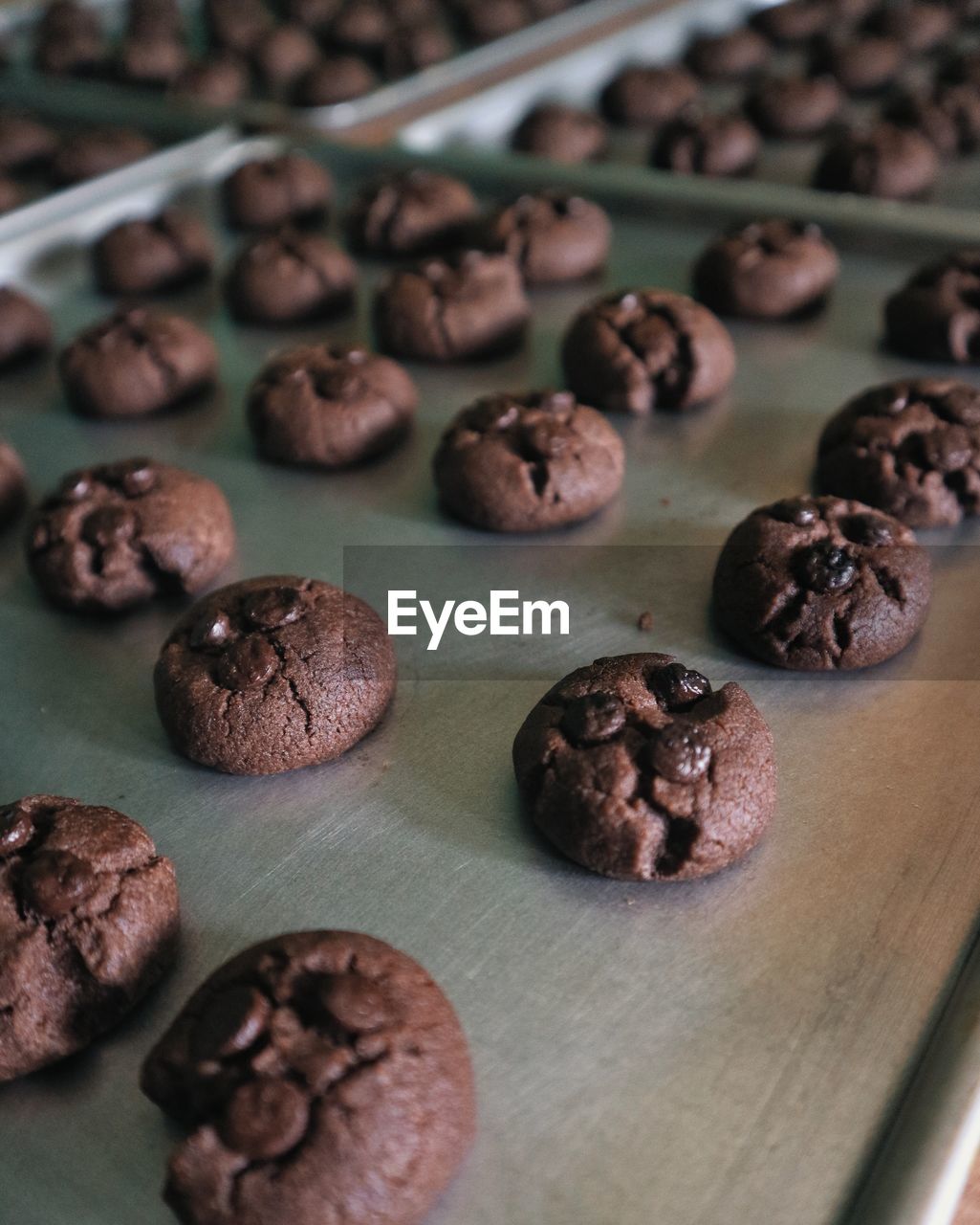 High angle view of cookies on table