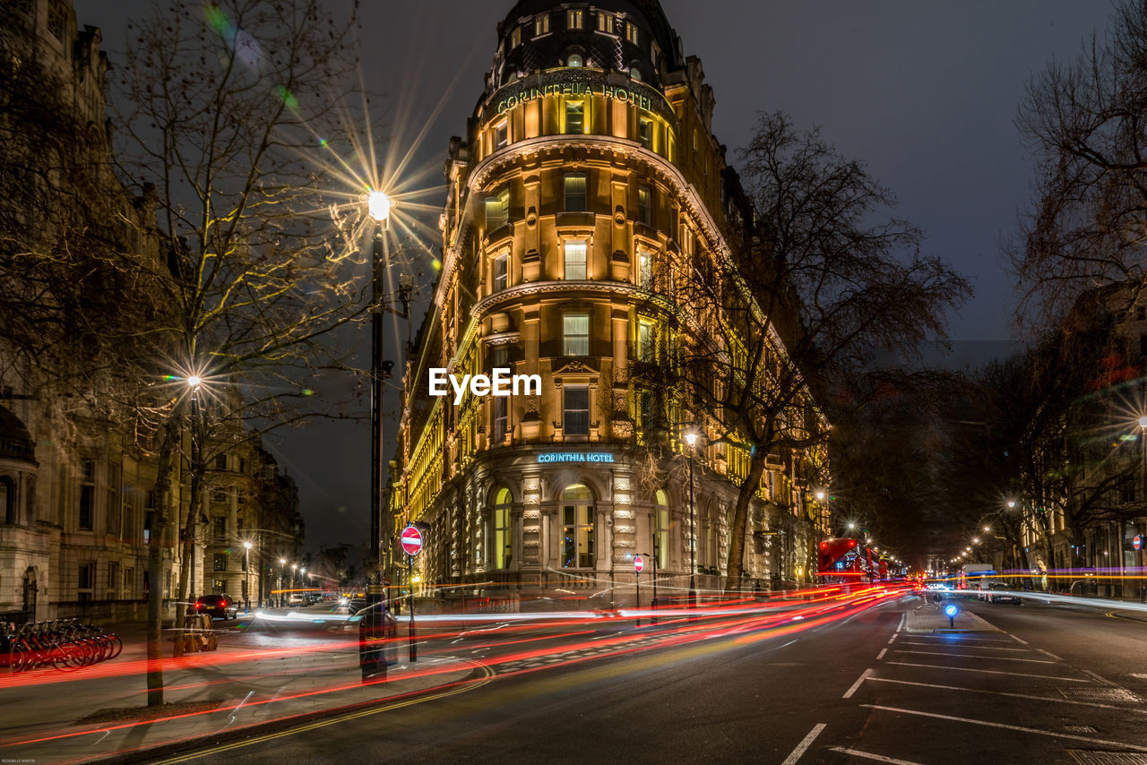 LIGHT TRAILS ON CITY STREET