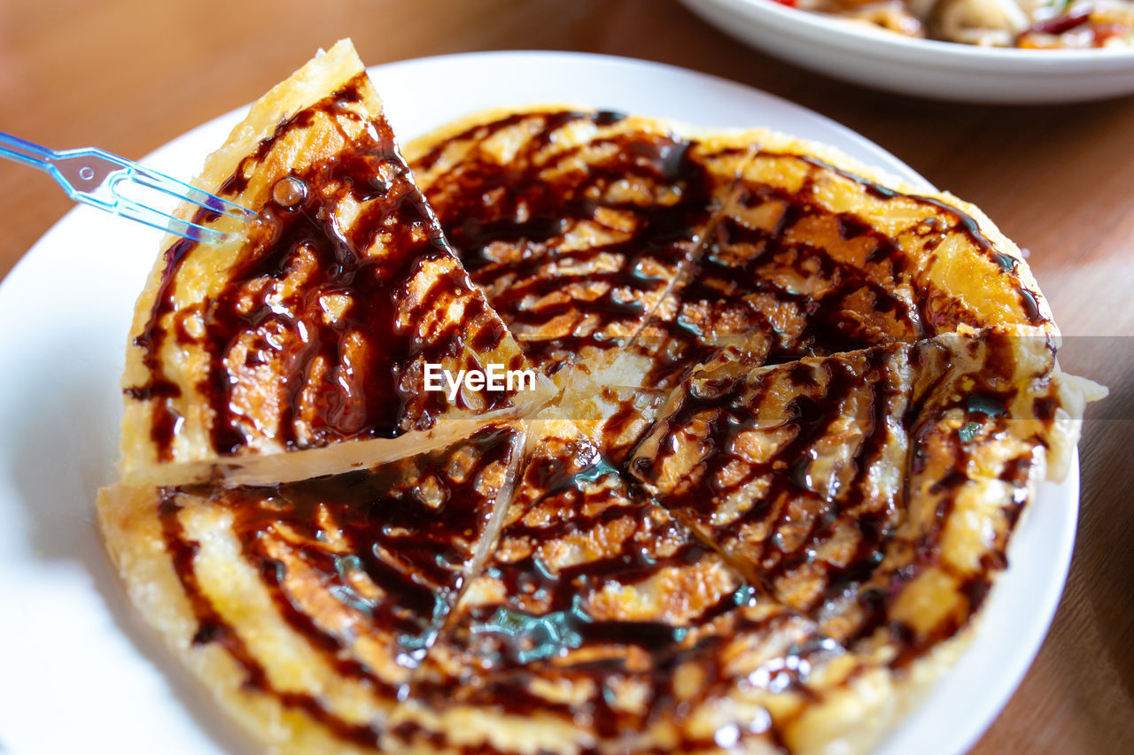 close-up of dessert in plate