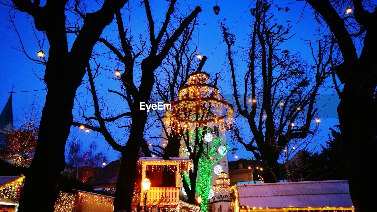 LOW ANGLE VIEW OF CHRISTMAS TREE AGAINST SKY