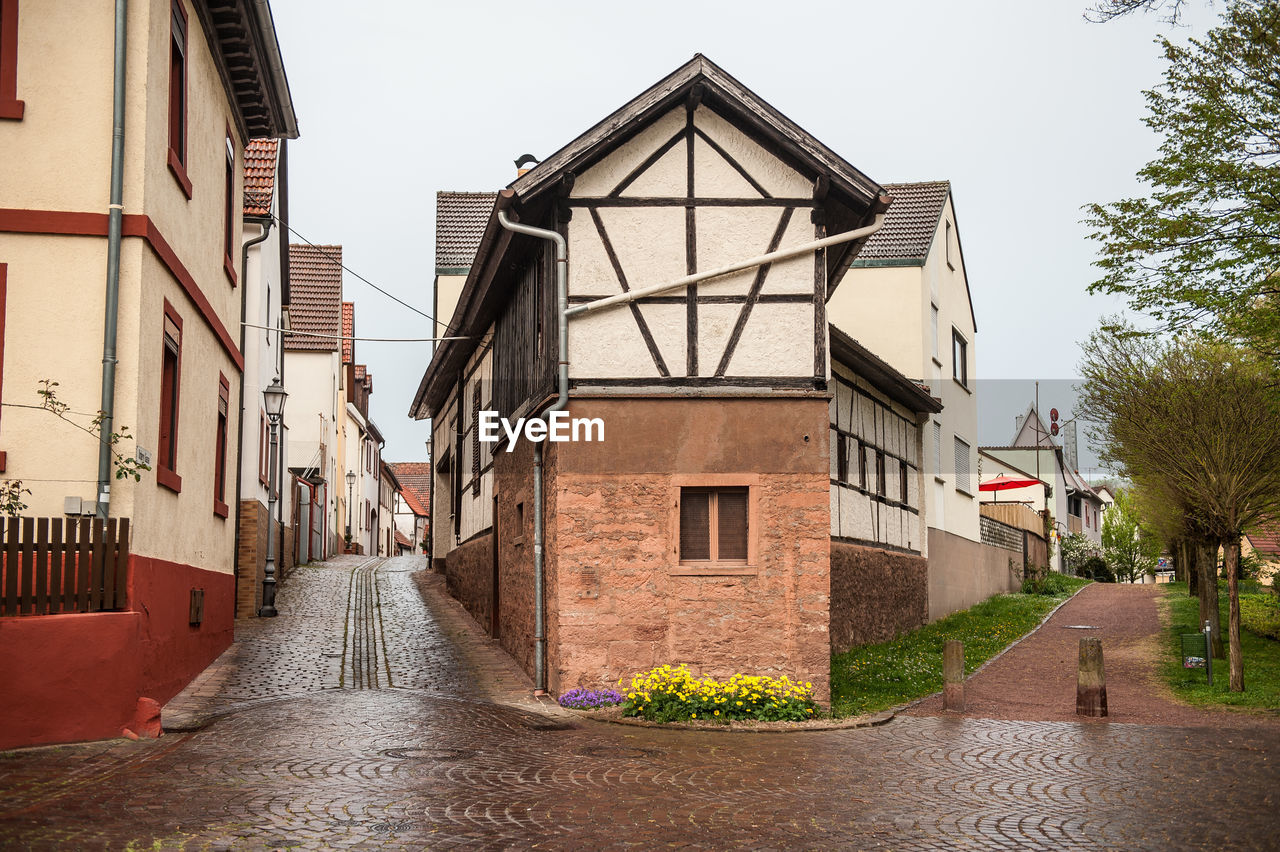 STREET AMIDST BUILDINGS AGAINST SKY