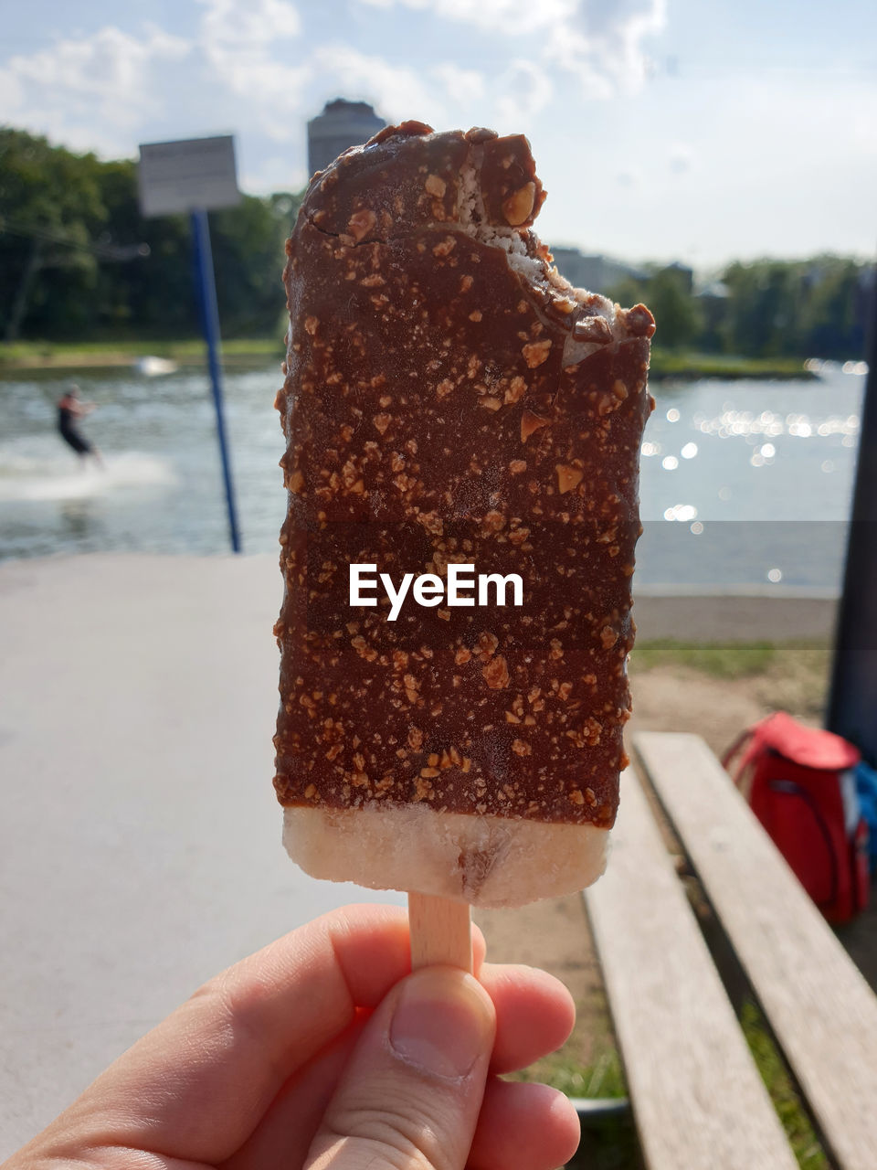 Close-up of hand holding ice cream 