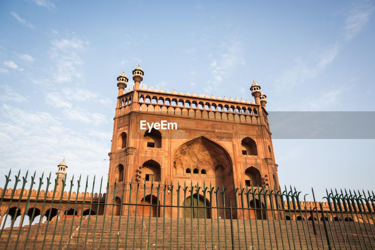 View of jama masjid in day time from exterior in delhi, india