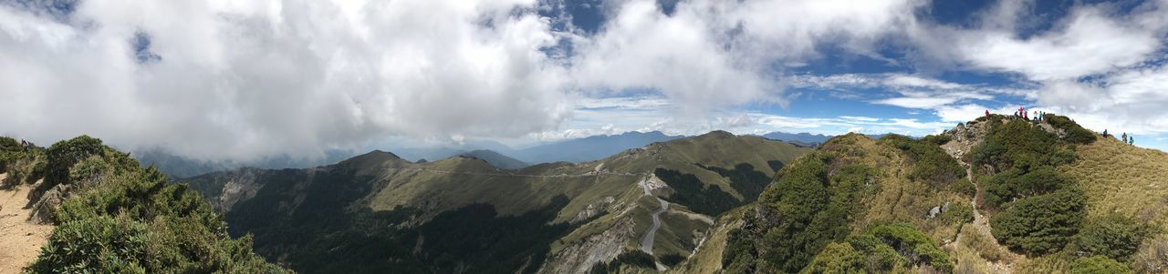 Panoramic view of landscape and mountains against sky