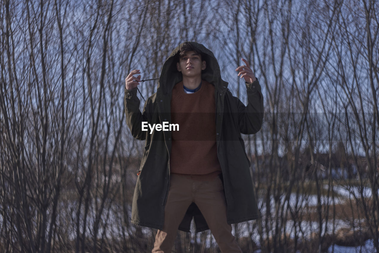 Man standing outdoors during winter