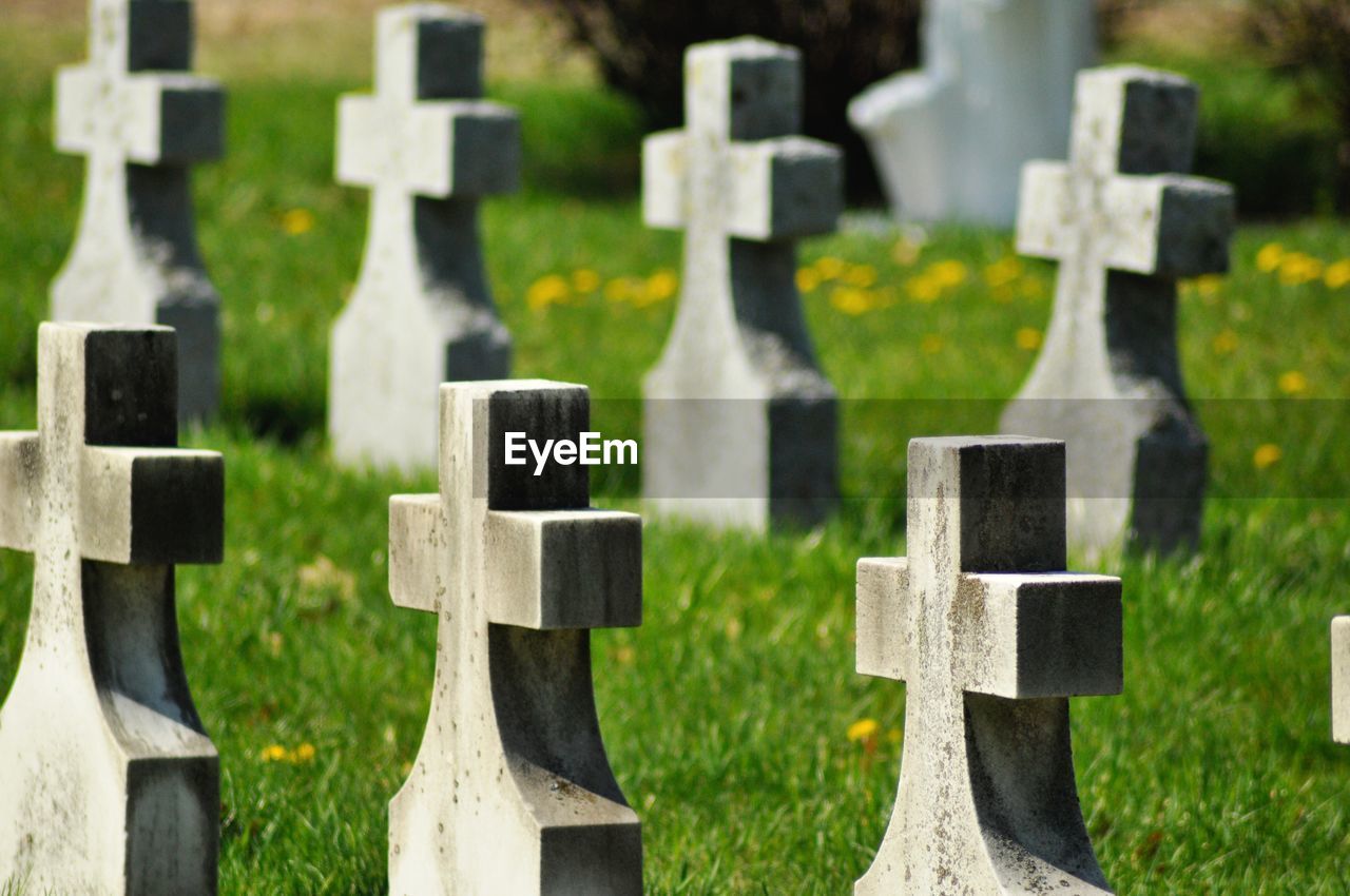 View of cross at cemetery