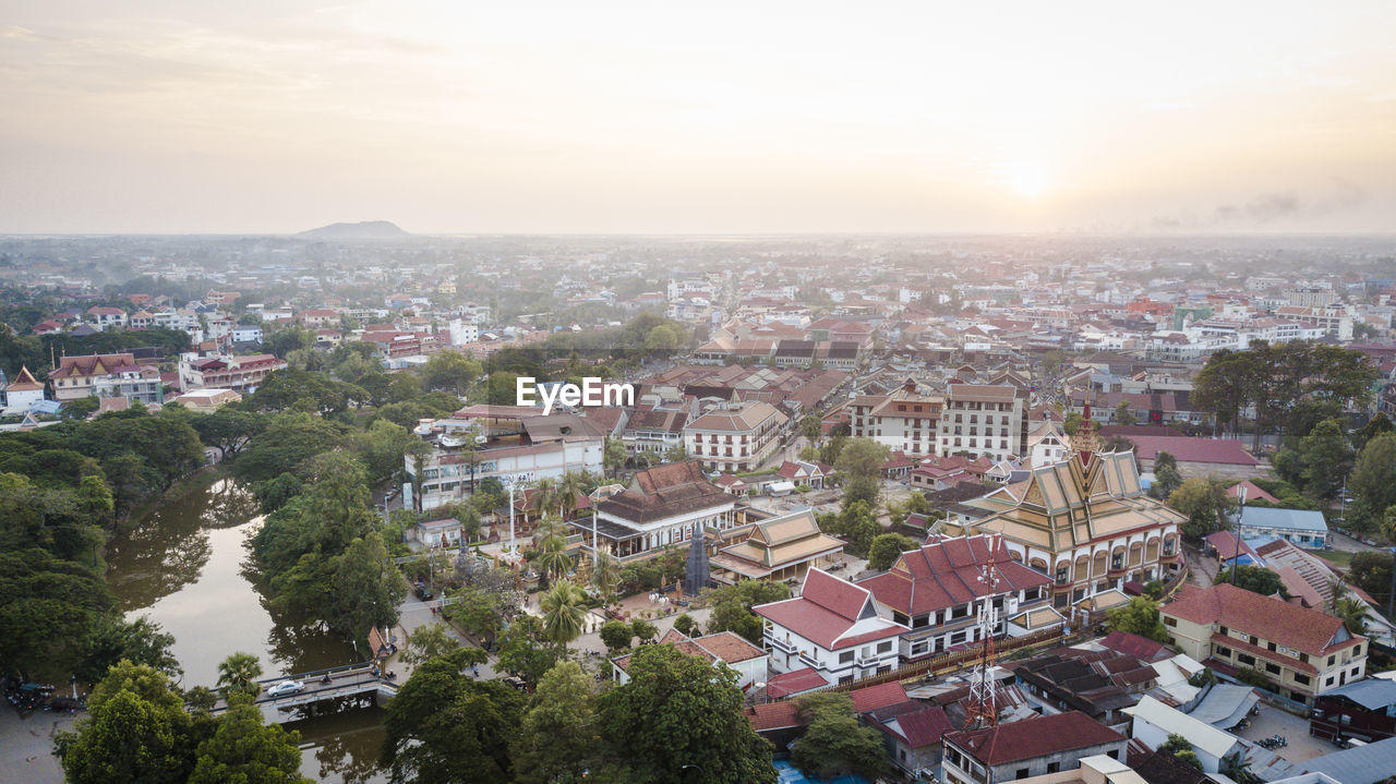 Drone aerial photograph of siem reap, cambodia.