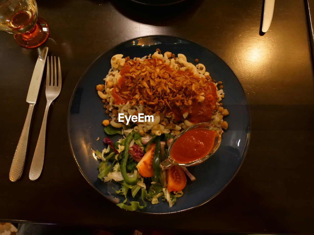 HIGH ANGLE VIEW OF FOOD SERVED IN PLATE