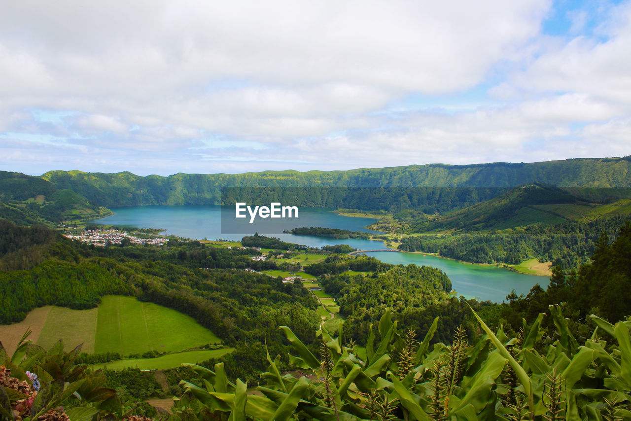 Scenic view of lake against sky