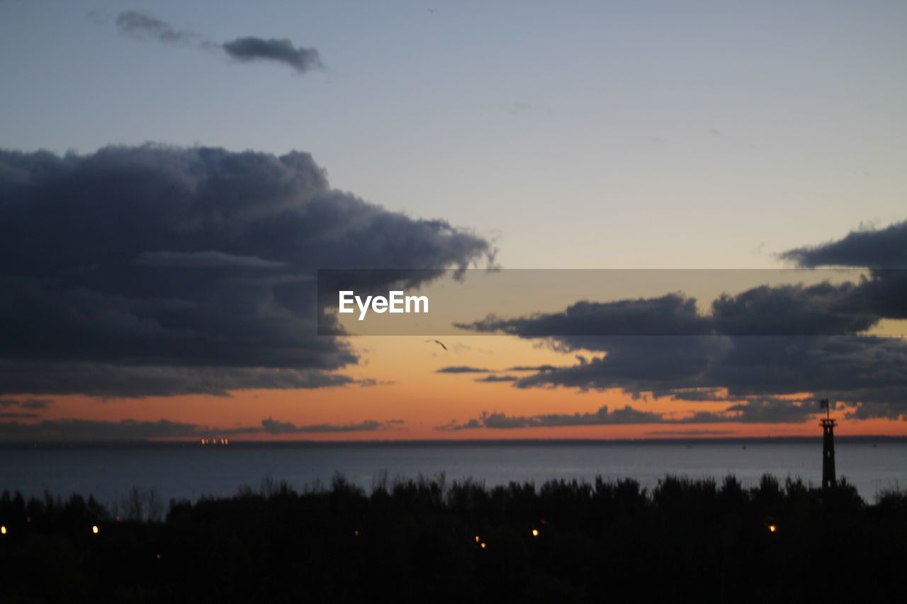 SCENIC VIEW OF SILHOUETTE TREES AGAINST SKY DURING SUNSET