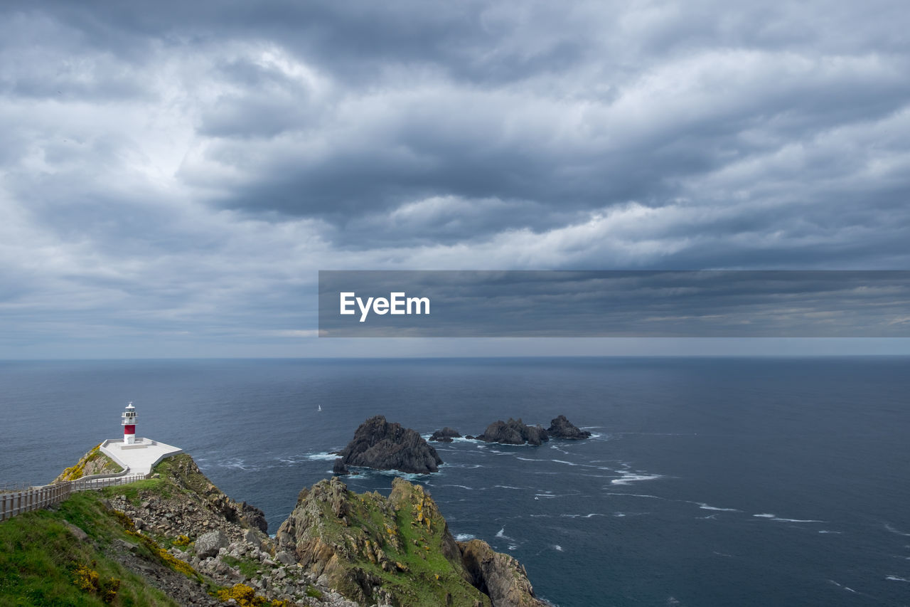 Scenic view of sea against cloudy sky