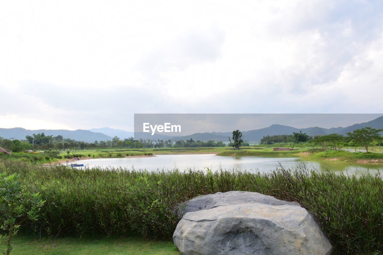 Scenic view of lake against sky