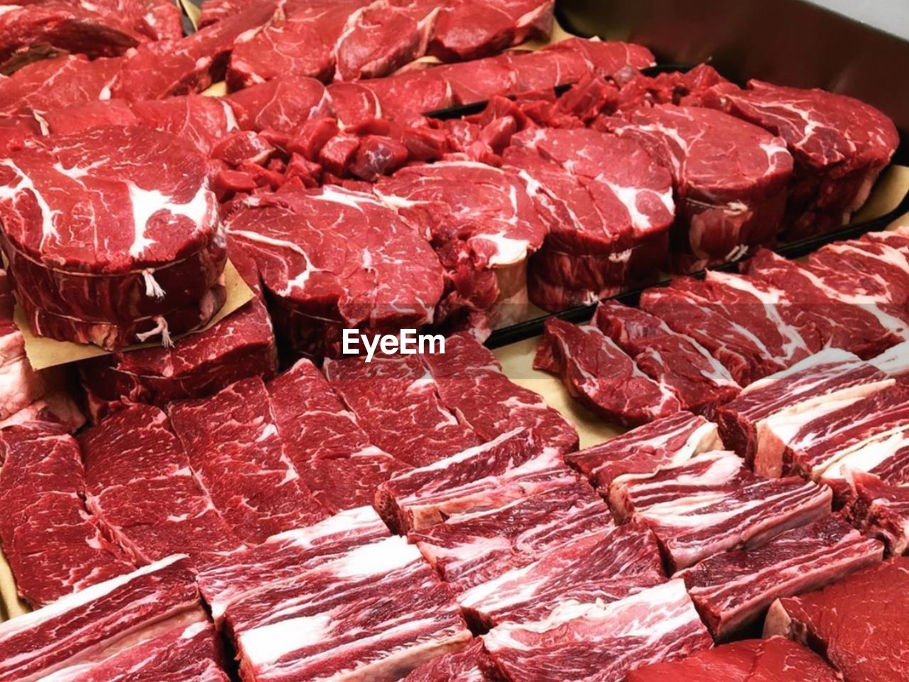 High angle view of chopped meat