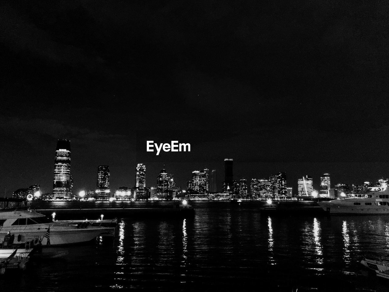 Illuminated new york skyline at night