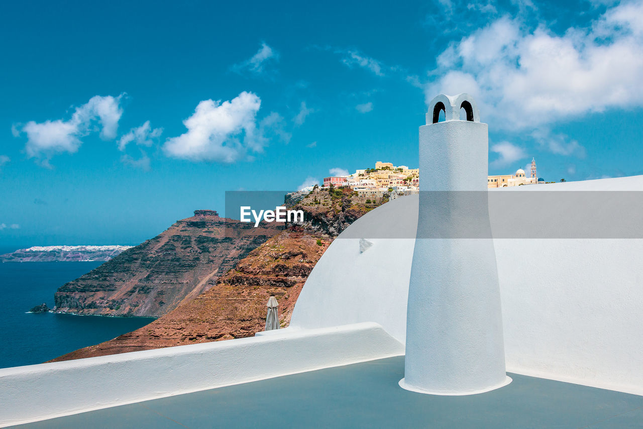 View over a terrace on santorini.