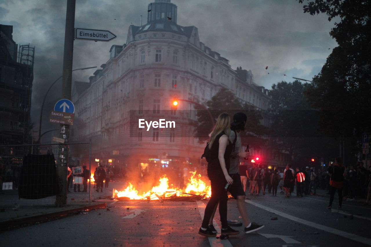 #Hamburg #firstpicture #protest People Watching Burning G20 Hamburg Germany Ontheroad First Eyeem Photo