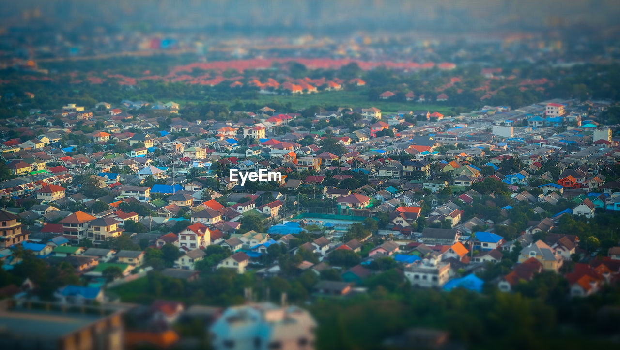 Tilt-shift image of cityscape