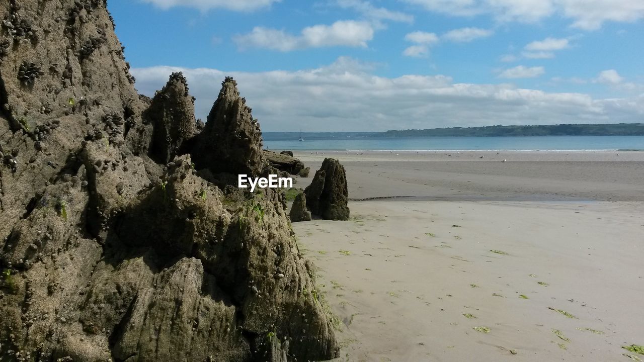 Scenic view of beach against sky