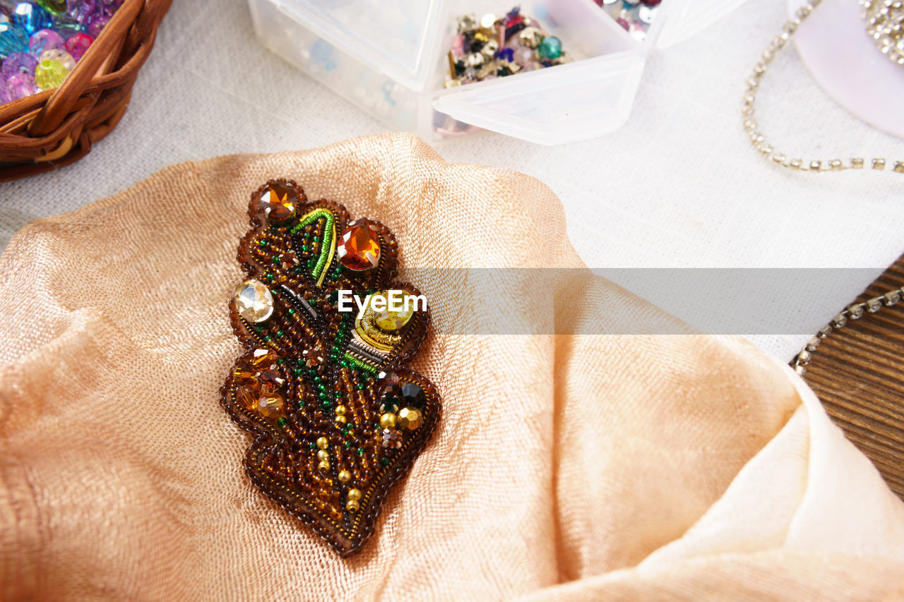 High angle view of decoration on table