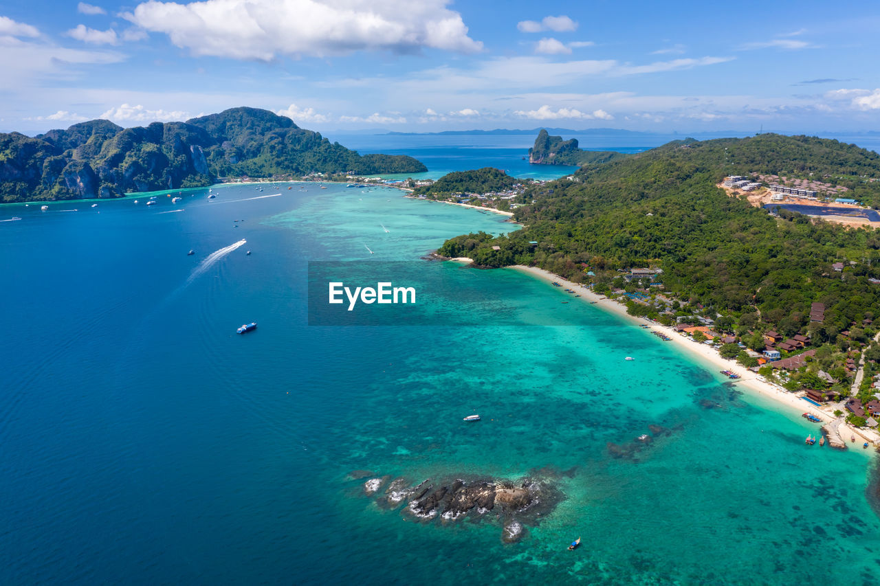 High angle seascape view at krabi thailand 