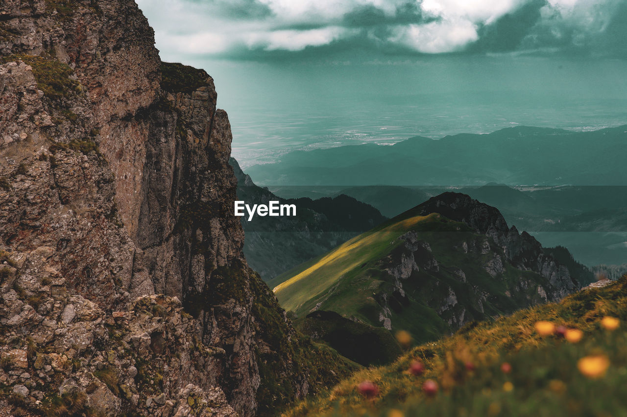 Scenic view of mountains against sky