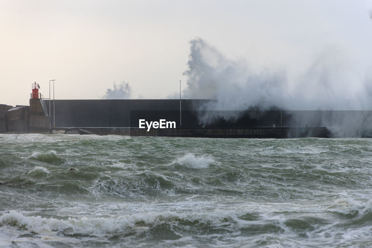 Stormy sea on the etna ionian coast of riposto