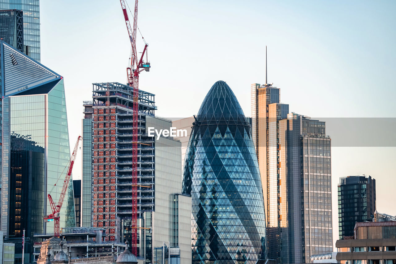 This panoramic view of the city square mile financial district of london.