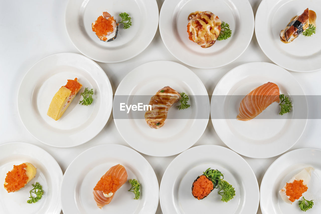 DIRECTLY ABOVE SHOT OF FOOD ON TABLE