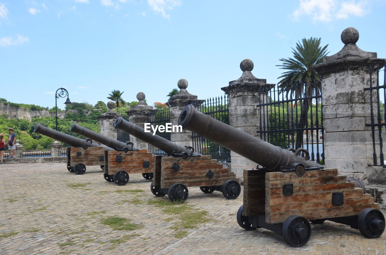 Cannons against sky