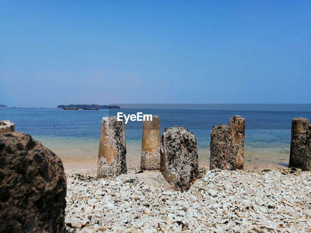 Panoramic view of sea against clear sky