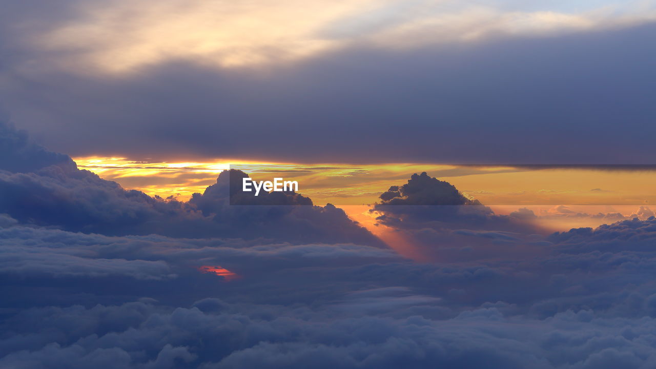 AERIAL VIEW OF CLOUDSCAPE DURING SUNSET