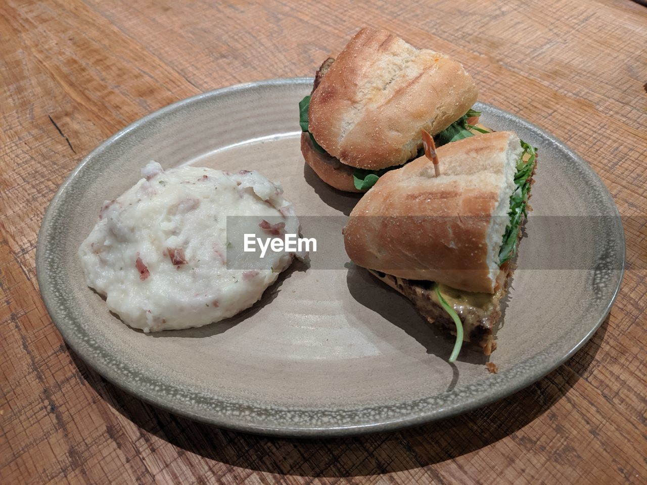 HIGH ANGLE VIEW OF FOOD IN PLATE