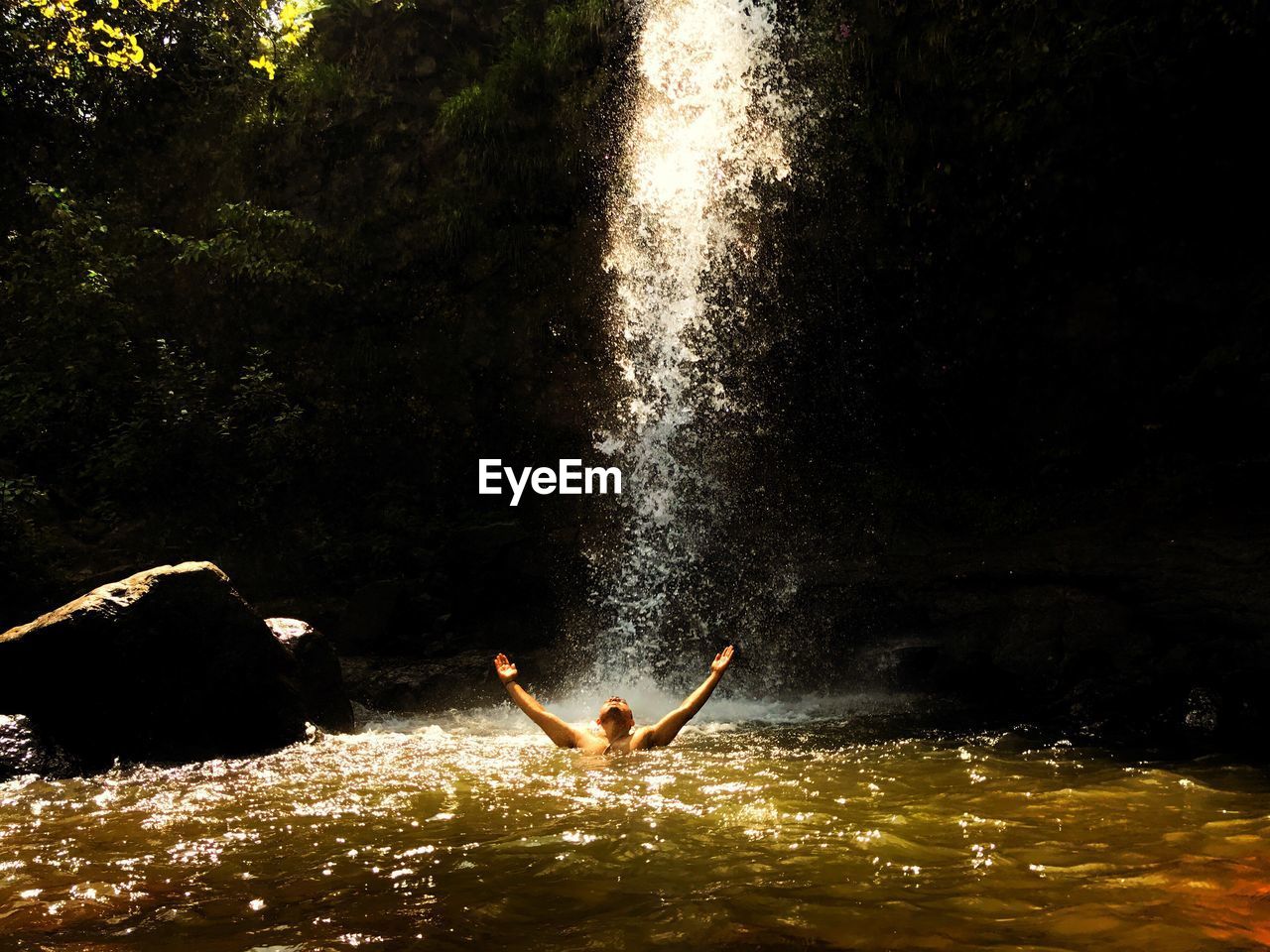 Man swimming in water