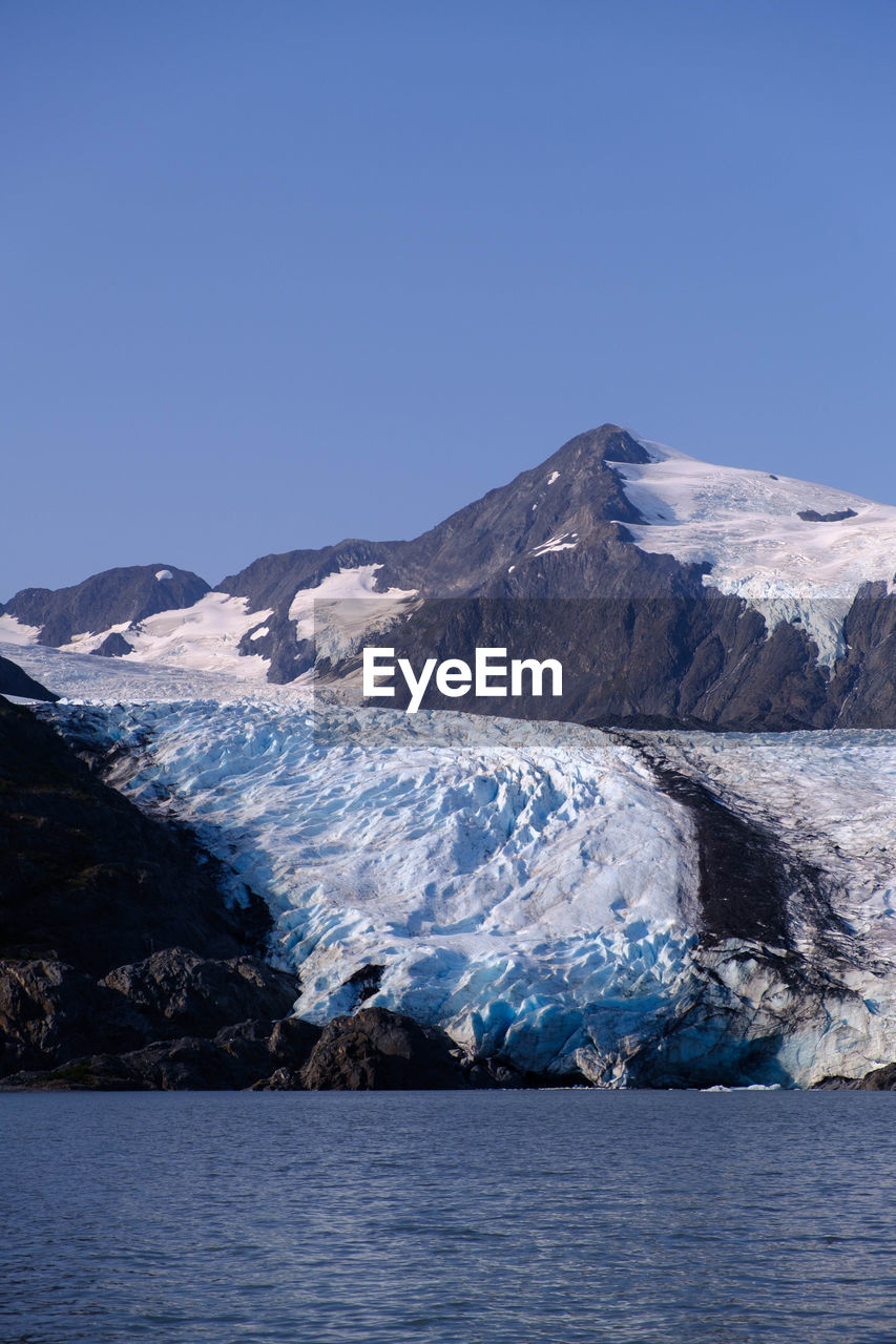 SCENIC VIEW OF SNOWCAPPED MOUNTAINS AGAINST CLEAR SKY