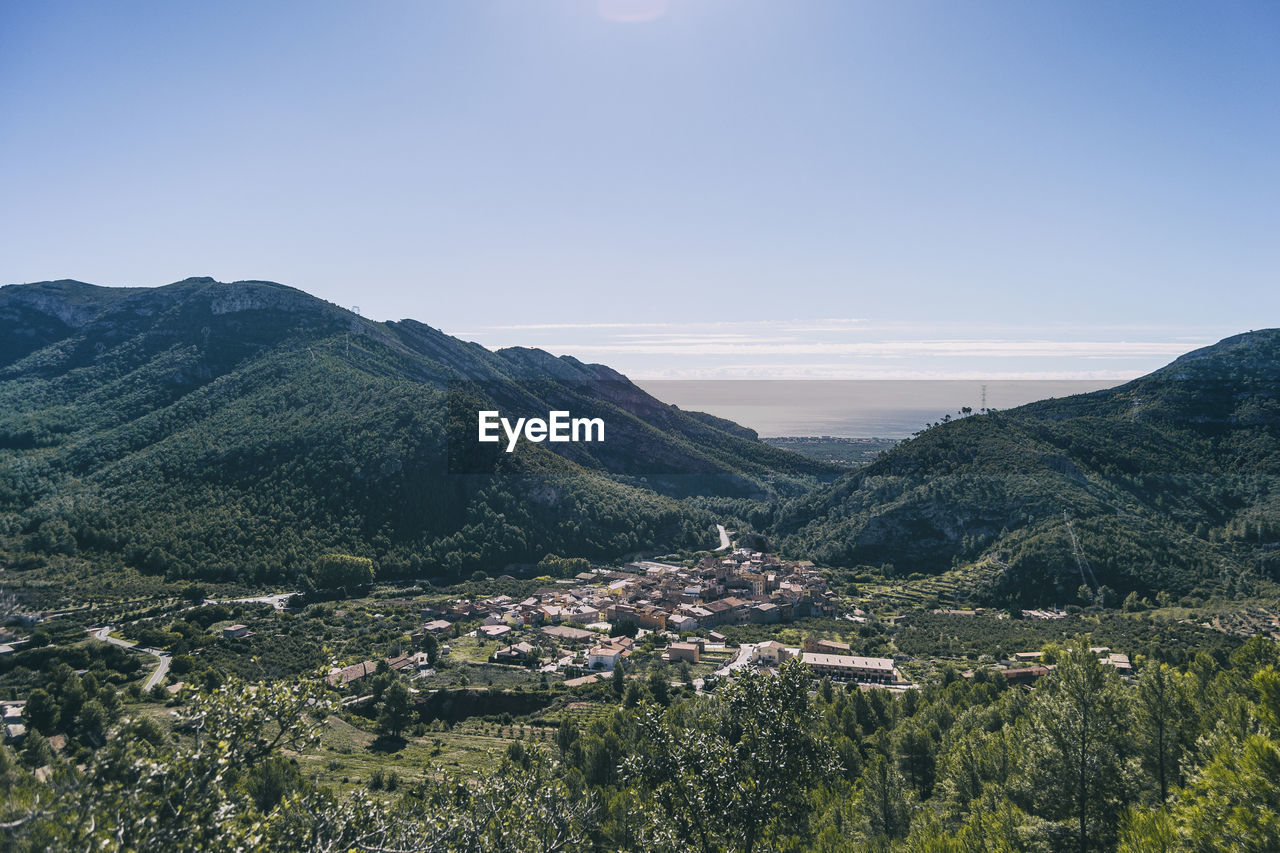 View from the top of a mountain in catalonia. photograph with space for text