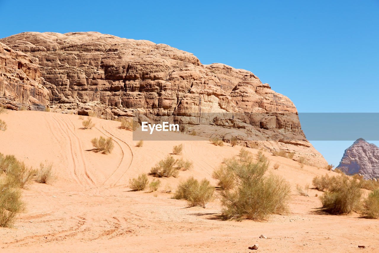 ROCK FORMATIONS IN DESERT AGAINST SKY