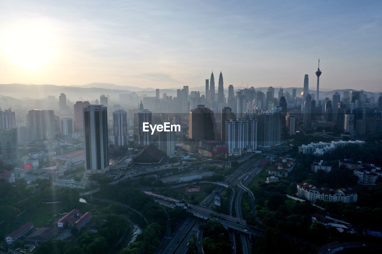 Aerial view of buildings in city