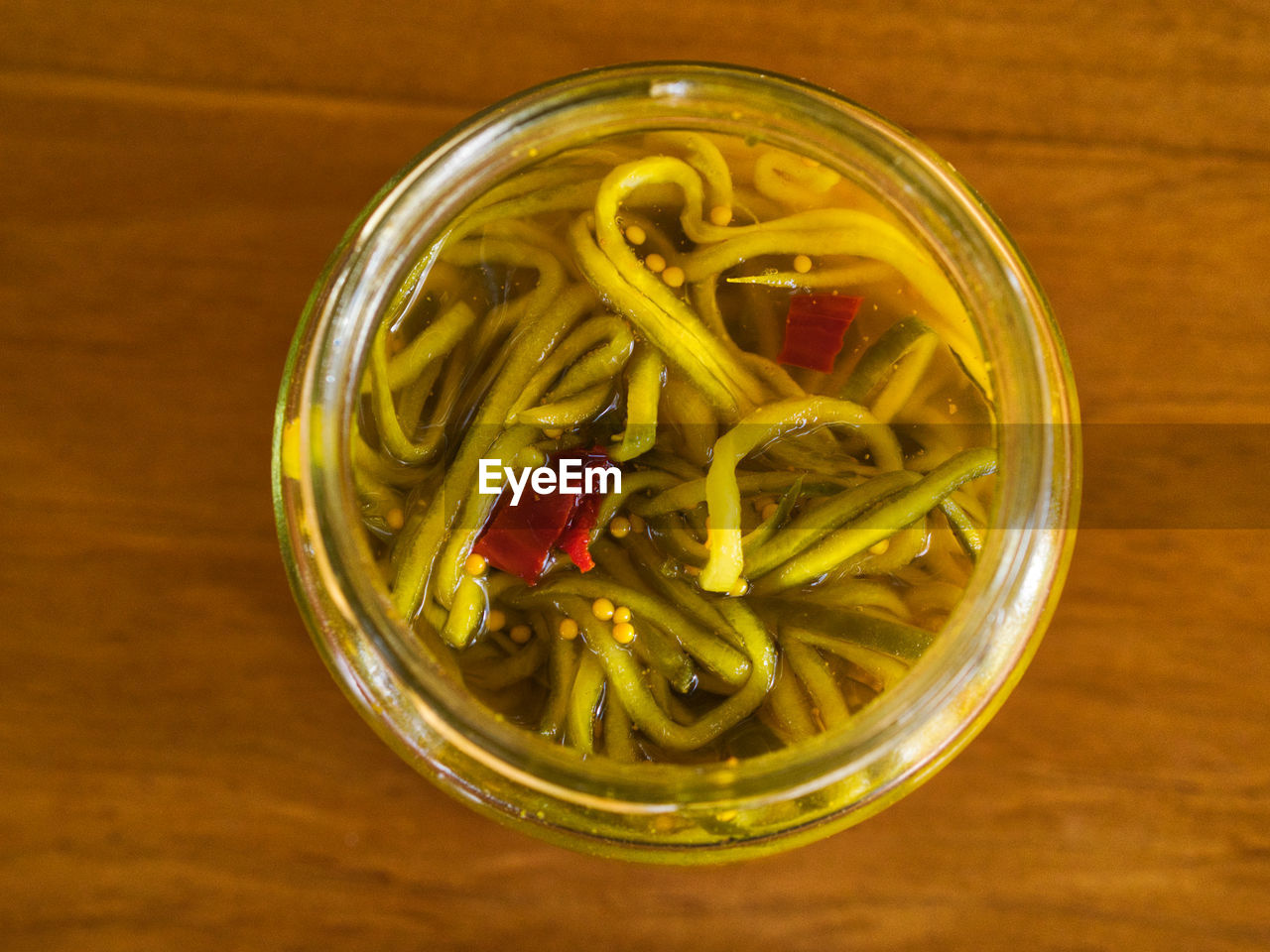 HIGH ANGLE VIEW OF PASTA IN JAR