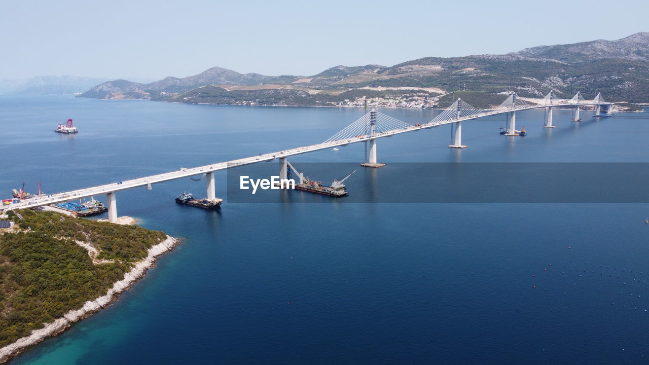 Scenic view of the pelješac bridge.