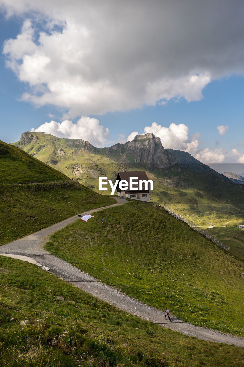 Scenic view of landscape against cloudy sky