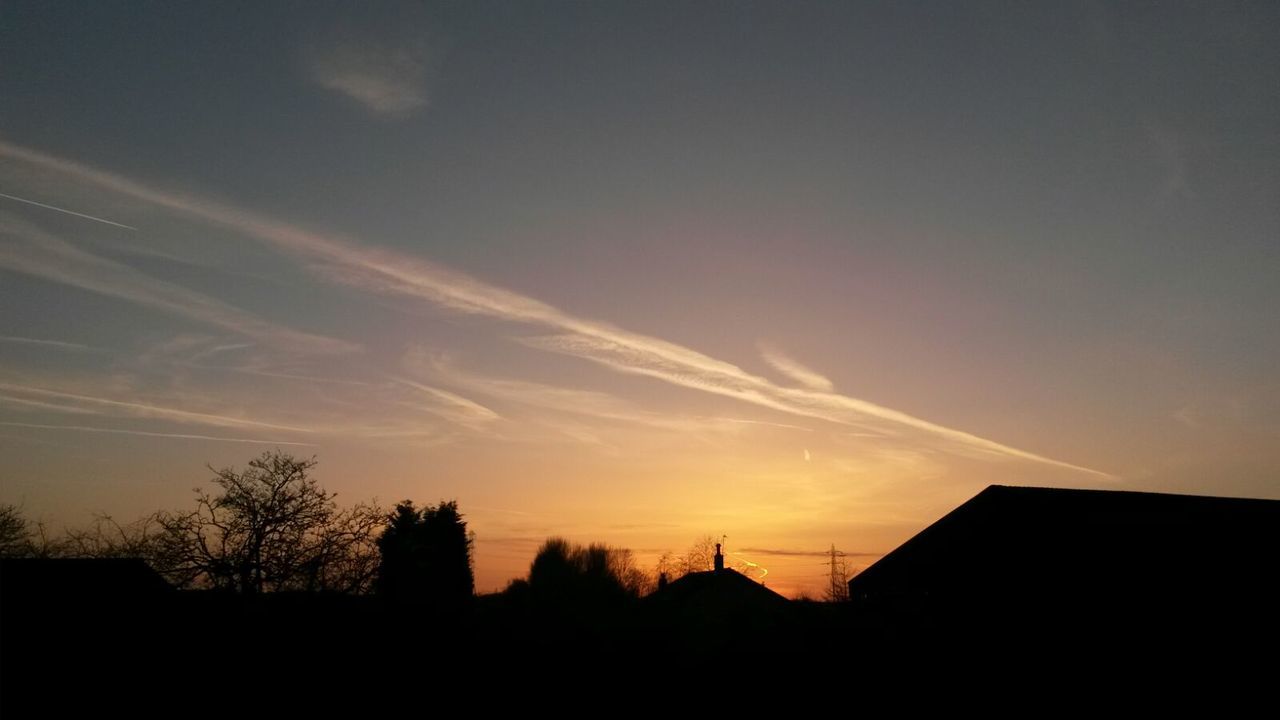 Scenic view of silhouette trees against sky at sunset