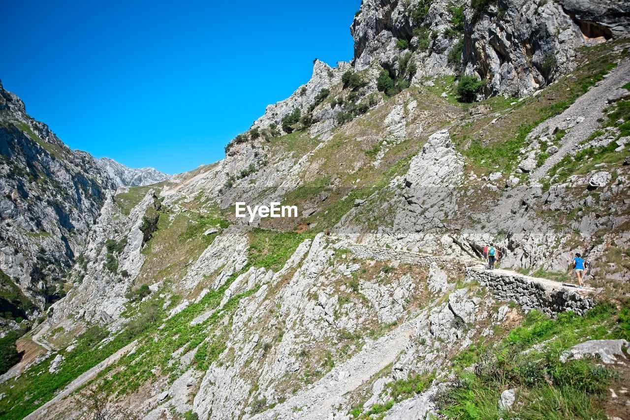 Trekking in the ruta of cares, in the asturian mountain of spain